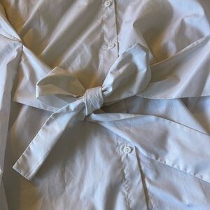 White Button-Up Shirt with Bow Tie